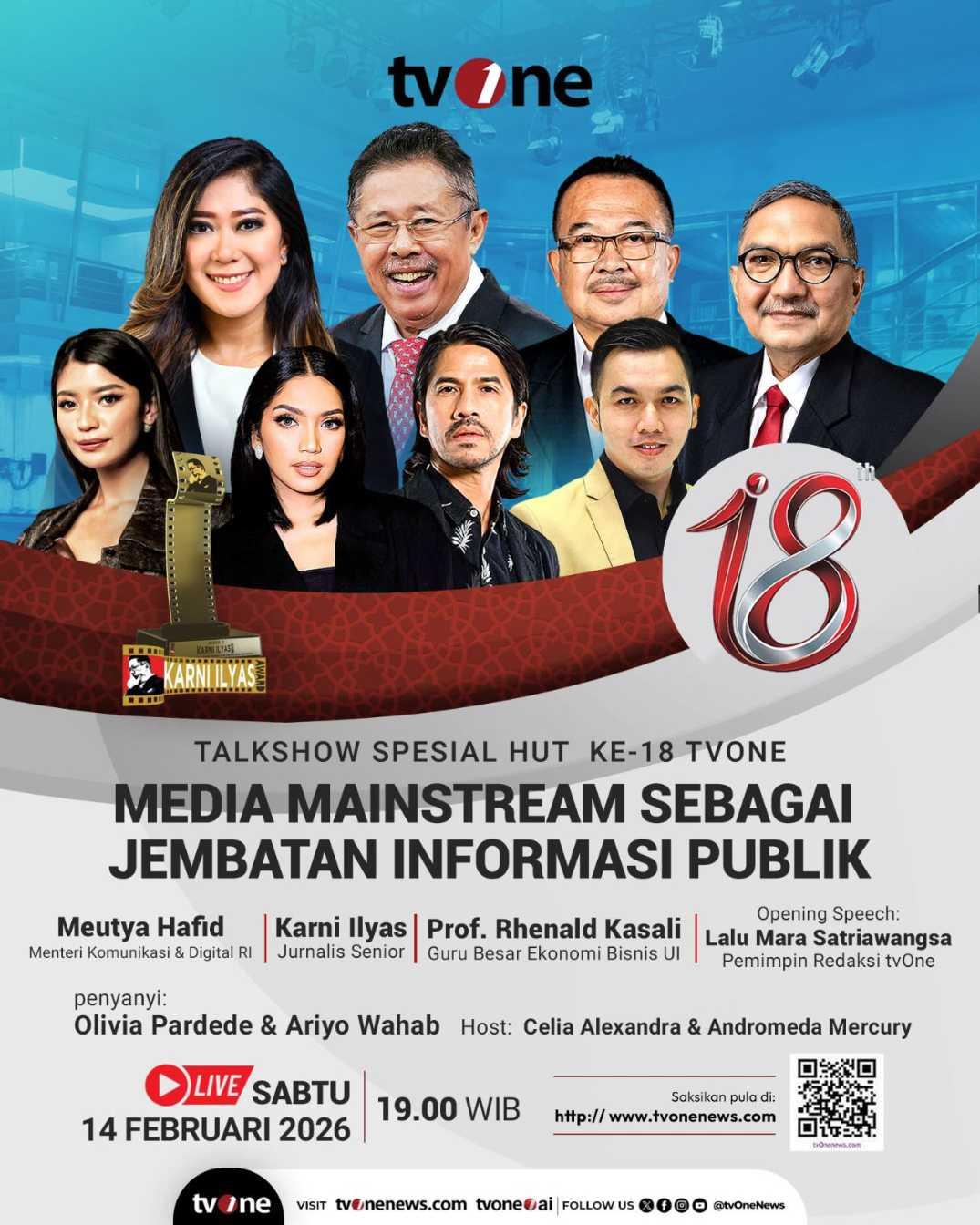  Indonesia Berdzikir, tvOne Rayakan 18 Tahun dengan Dialog Kebangsaan dan Doa untuk Negeri